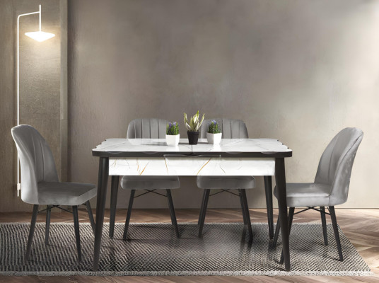 Zwart-witte eettafel luxe uitschuifbare elegante keukentafel