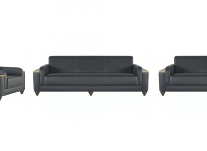 Zwart-grijze designer zitgroep 2x driezitsbank 2x fauteuil 4-delig set