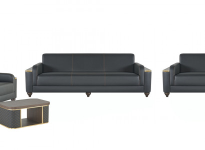 Zwarte woonkamer set design meubelen 3-zits 2x fauteuil 5-delig