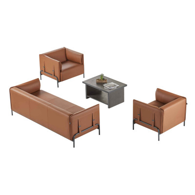 Werkruimte-set 4-delig 3-zitsbank 2x fauteuil salontafel bruin grijs tweekleurig