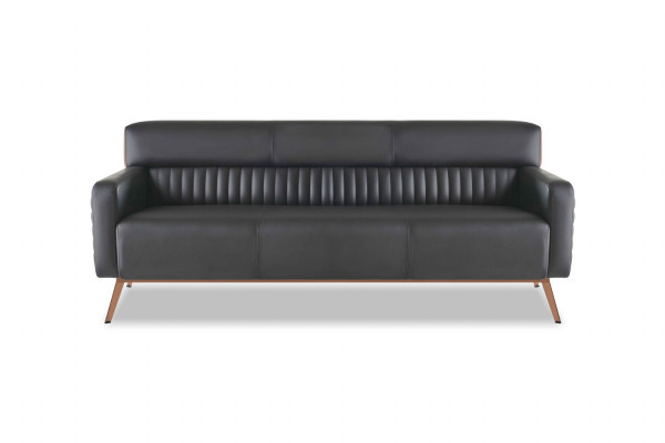 Zwarte kantoorinrichting luxe leren banken designer fauteuil tafel