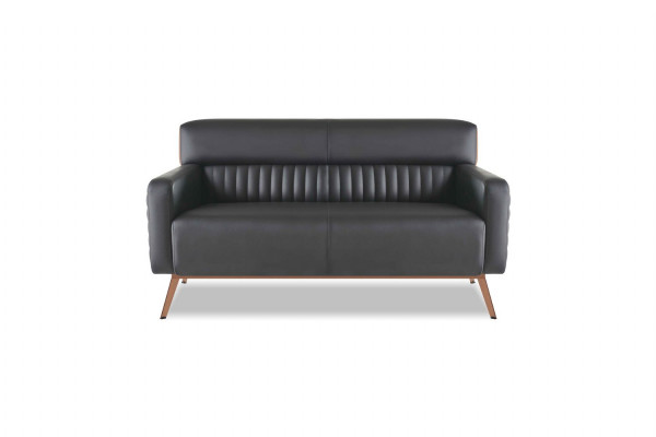 Zwarte kantoorinrichting luxe leren banken designer fauteuil tafel