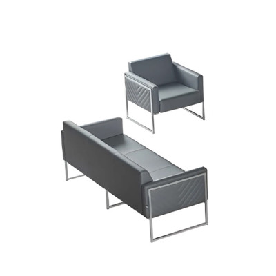 Werkkamer Set 2-delig 3-zits met Fauteuil Grijs Effen Modern Design