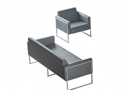 Werkkamer Set 2-delig 3-zits met Fauteuil Grijs Effen Modern Design