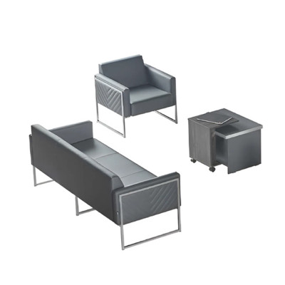 Werkkamer-set 3-delig 3-zits fauteuil salontafel grijs effen modern.