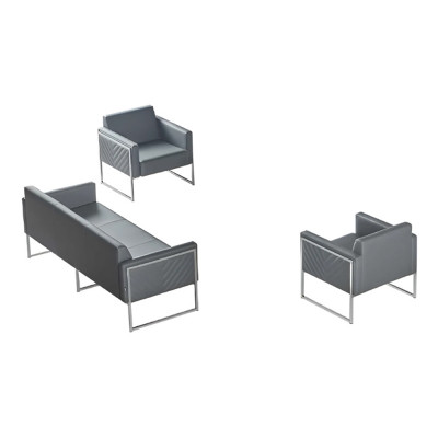 Werkplaatsset 3-delig, 3-zits met 2x fauteuils, grijs effen modern stijl