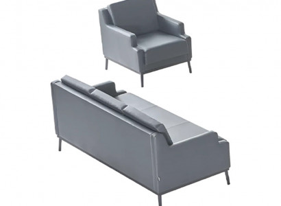 Werkkamer Set Donkergrijs 3-zits Fauteuil Effen Modern Design