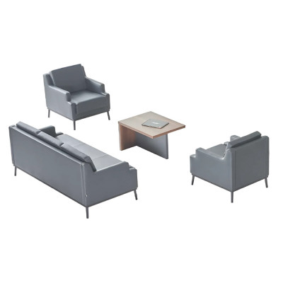 Werkkamer-Set 4-delig 3-zitsbank 2x fauteuil salontafel donkergrijs bruin