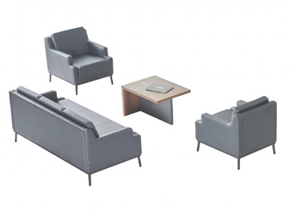 Werkkamer-Set 4-delig 3-zitsbank 2x fauteuil salontafel donkergrijs bruin