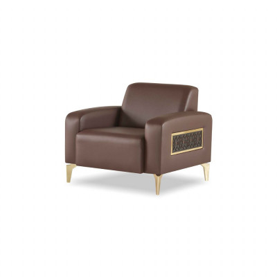 Werkkamer-set 4-delig 2x 2-zitter met 2x fauteuil bruin effen modern