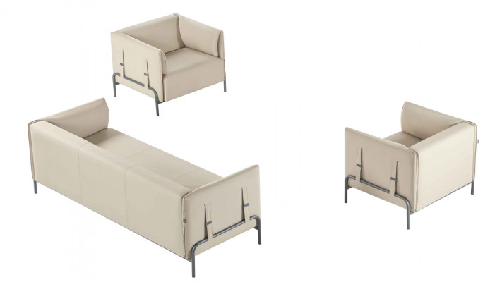 Werkplaatsset 3-delig Beige 3-zitsbank 2x Fauteuil met Kussens Woonkamer