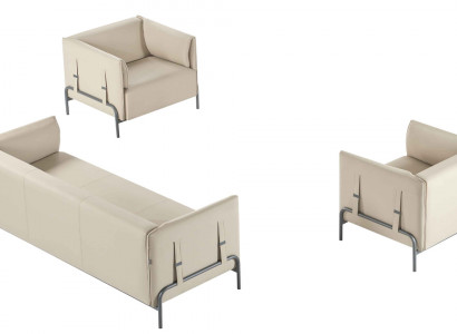 Werkplaatsset 3-delig Beige 3-zitsbank 2x Fauteuil met Kussens Woonkamer