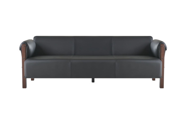 Zitmeubel 3-zitsbank 2-zitsbank zwart compleet hout lederen sofa's sofa-set