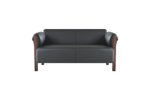 Zitmeubel 3-zitsbank 2-zitsbank zwart compleet hout lederen sofa's sofa-set