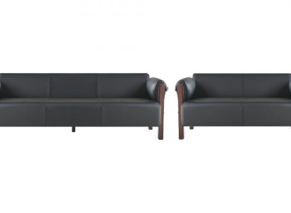 Zitmeubel 3-zitsbank 2-zitsbank zwart compleet hout lederen sofa's sofa-set