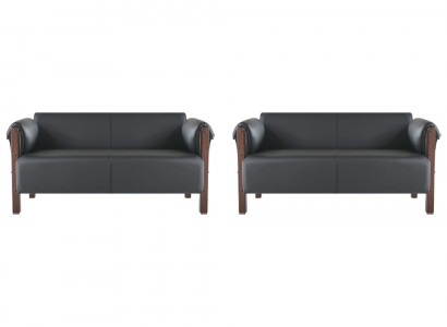 Bank Moderne Sofa-Set 2-Zitsbank Lederen Banken Zwart Hout Lederen Banken