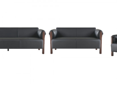 Sofa-sets Sofa-set Leren sofa 3-zits 2-zits Fauteuil Houten bank