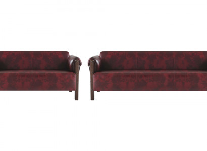 Bank Ledesofa's 3-zitsbank 2-zitsbank Bordeaux Modern Stijl Leder Hout Set