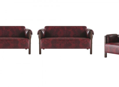 Sofa-set 2-zitter fauteuil lederen banken compleet leer hout modern zacht