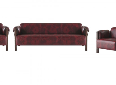 Bankstel 3-zitter 2-zitter fauteuil bordeaux leren banken compleet