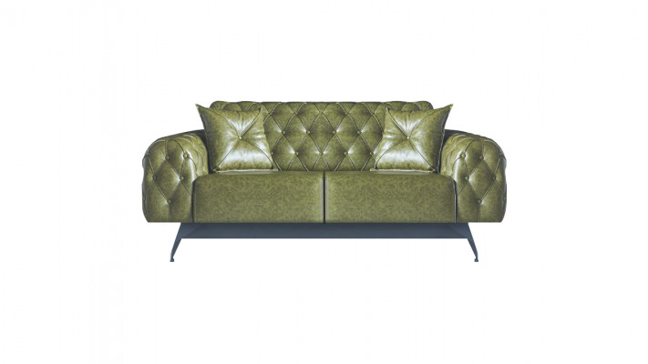 Bankstel Chesterfield 3-zits 2-zits Leer Hout Fauteuil Groen Klassiek