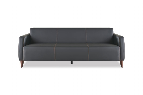 Sofa-set lederen bank zwart 3-zits fauteuil bruin salontafel modern leer