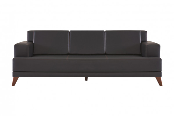 Sofasets 3-zitsbanken Fauteuils Zwart Leren banken Modern Leer Hout