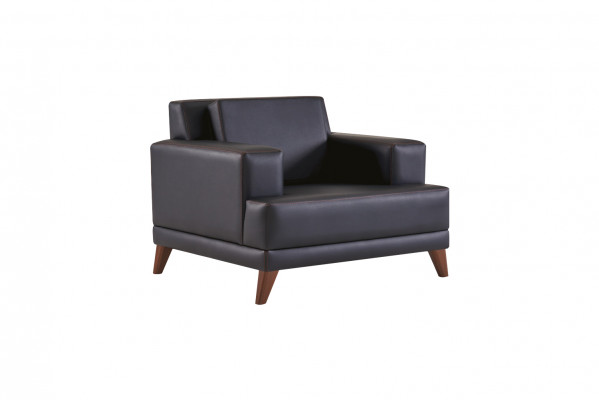 Sofasets 3-zitsbanken Fauteuils Zwart Leren banken Modern Leer Hout