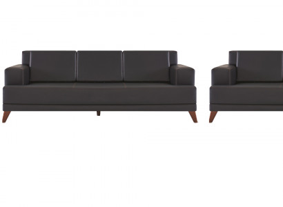 Sofasets 3-zitsbanken Fauteuils Zwart Leren banken Modern Leer Hout