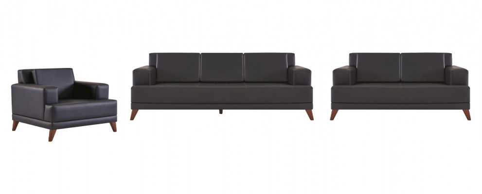 Zitmeubel Sofa-Set 3-zitter 2-zitter Fauteuil Modern Zwart Lederen banken