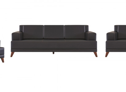 Zitmeubel Sofa-Set 3-zitter 2-zitter Fauteuil Modern Zwart Lederen banken