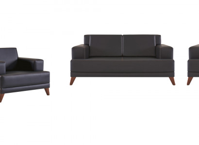 Zitmeubelset 2-zits fauteuil zwart lederen sofa’s modern bankstel stoffering