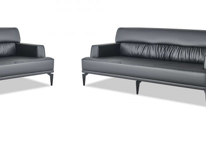 Sofagarnituren Sofa-set Leer 3-zits Bankstel Zwart Lederen Sofa's Modern