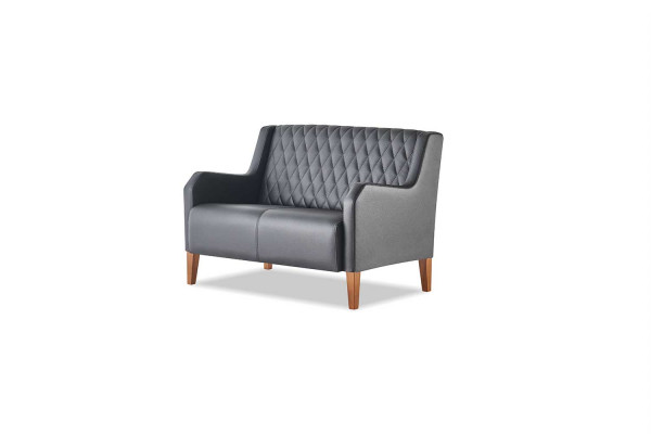 Sofa Zwart 2-Zits Bank Leder Modern Tweezitsbank Lederenbank Hout Zacht