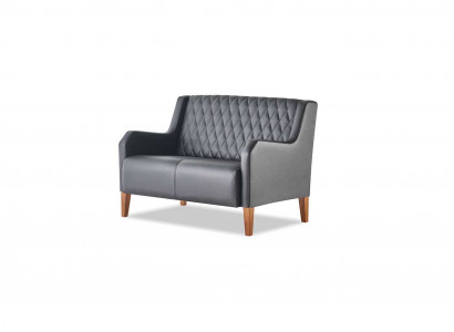 Sofa Zwart 2-Zits Bank Leder Modern Tweezitsbank Lederenbank Hout Zacht