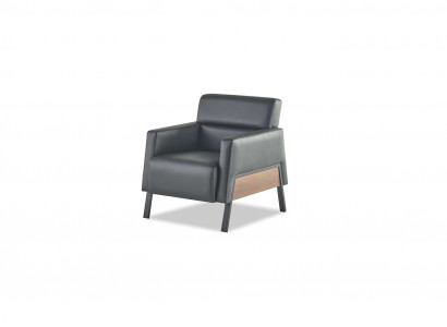 Sessel Zwart Modern 1-Zitter Werkkamer Woonkamer Leren Fauteuil Zacht