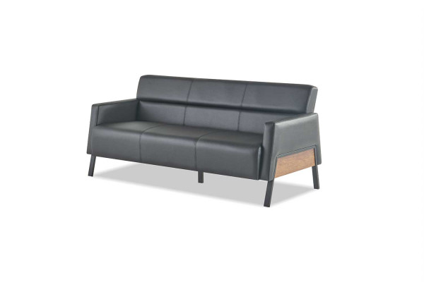 Banken 3-zits fauteuil zwart modern zitmeubel sofa-set lederen banken hout