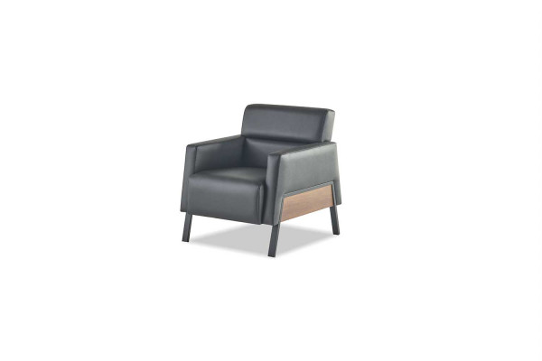 Banken 3-zits fauteuil zwart modern zitmeubel sofa-set lederen banken hout