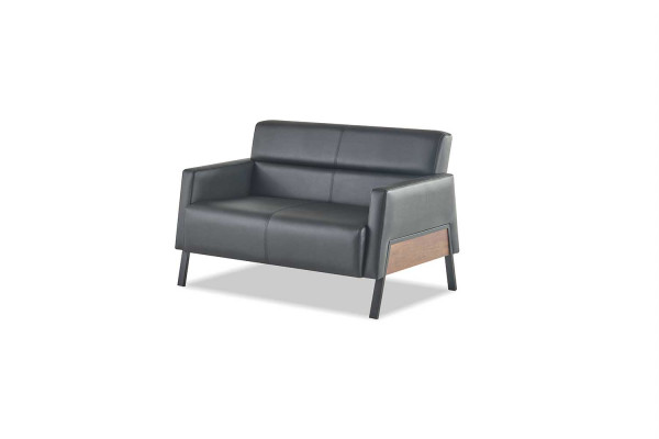 Zitmeubel Leren Set Leren Sofa 2-Zits Fauteuil Modern Zwart RVS