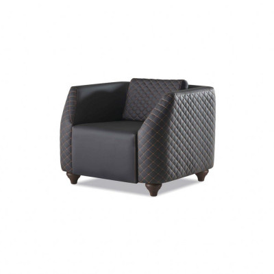 Sofa-set Lederen sofa's 2-zits 2x fauteuil Zwart Zitmeubilair Modern Leunstoel