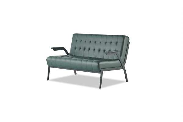 Chesterfield Grün Sofa 2-Zitsbank Lederen Sofa Moderne Bank Leder Roestvrij Staal