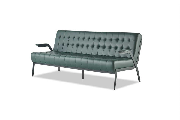 Zitmeubelset 3-zits fauteuil groen roestvrij staal modern leer Chesterfield