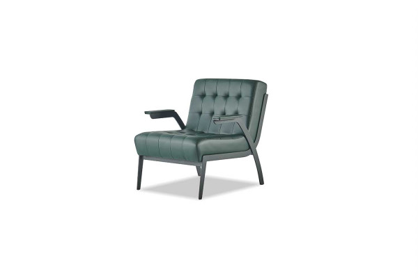 Zitmeubelset 3-zits fauteuil groen roestvrij staal modern leer Chesterfield