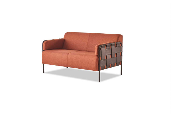 Sofa-Set 2-zitter 2x fauteuils Oranje Modern Textiel Roestvrij staal Sofagarnituren