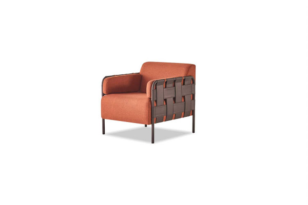 Sofa-Set 2-zitter 2x fauteuils Oranje Modern Textiel Roestvrij staal Sofagarnituren