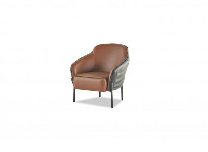 Stoel Bruin Zwart Fauteuil Modern Leer Roestvast Staal 1-Zitter Zacht