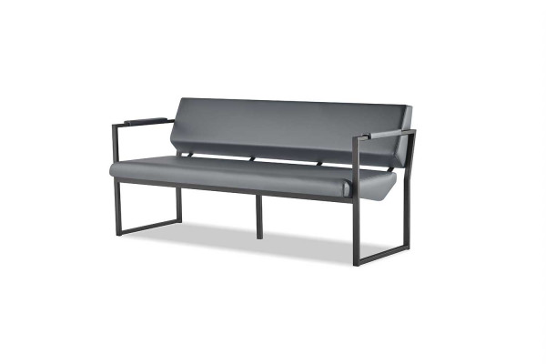 Sofagarnituur Zwart Modern Leren Bankstel Sofa-Set 3-zits Fauteuil Roestvrij Staal