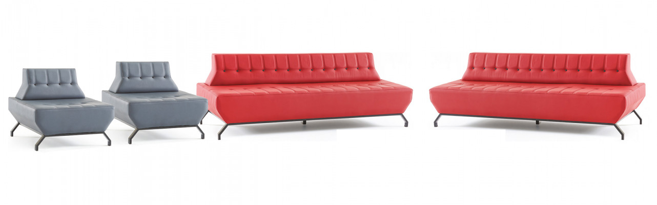 Modernere bankstellen set rood 3-zitter grijze fauteuil Chesterfield Chesterfield.