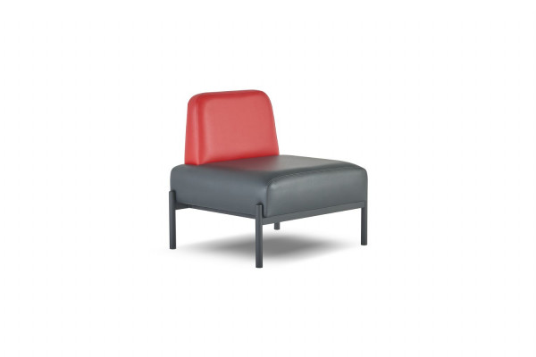 Bankstellen 3-zits Fauteuil Poef Zwart Geel Rood Art Deco Leder Compleet