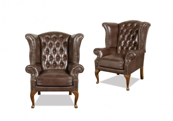 Chesterfield oorfauteuil Queen fauteuil antieke look bankbekleding nieuw meubel